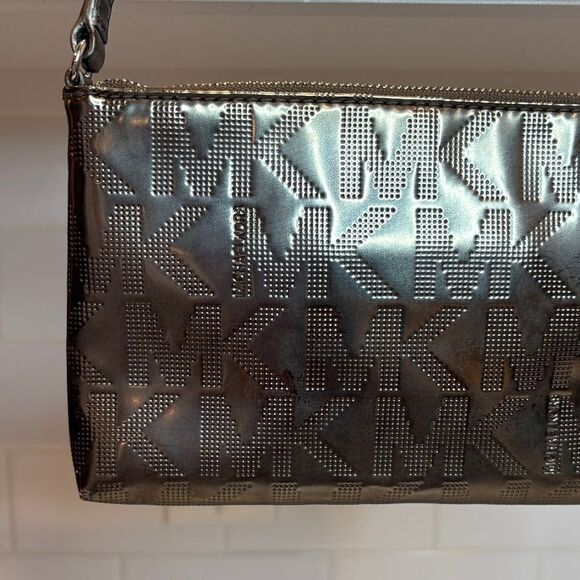 Michael Kors Bag Purse Handbag Metallic Embossed Logo Mini Bag Pocketbook - Picture 6 of 15